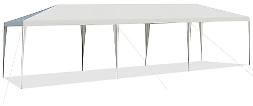 COSTWAY 3x9m Pavillon Gartenpavillon Partyzelt, Gartenzelt für Partys, Hochzeit & Aktivitäten, Weiß