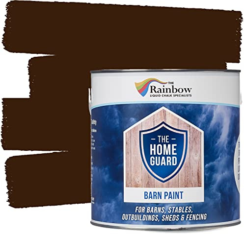 Home Guard Barn Paint by Rainbow Chalk | Durable Weatherproof Exterior Paint for Wood, Metal & Masonry | Flexible Anti-Mould Formula | [Barn Brown] | [Size: 5L]