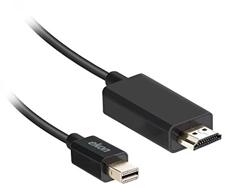 Ekon Cable HDMI Mini Display Port Ethernet Macho 1,8 Metros resolución Full HD Antiarrugas para TV, proyectores, Ordenadores portátiles, Ordenadores portátiles, MacBook, Playstation, Nintendo Switch