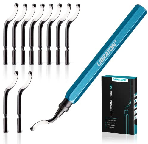 Libraton Sbavatore di Attrezzi Set, Sbavatura Strumento Universale, Attrezzo per Sbavatura con 11 Rotazione a 360° Lame HSS per Sbavatura a Mano di Stampe 3D, Plastica, Legno, Alluminio e Rame