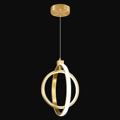 BNHHLZ Modern LED Chandelier Gold Ring Pendant Light Fixtures 4000K Dimmable Height Adjustable Pendant Lighting for Dining Room Kitchen Island Bedroom Living Room Foyer（1-Pack）
