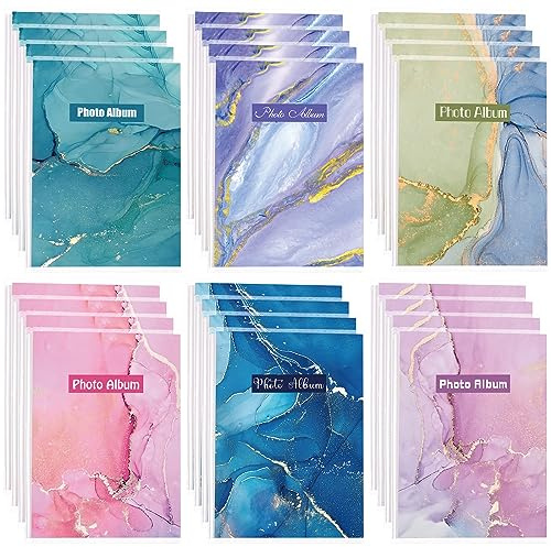 Sinmoe Paquete de 24 mini álbumes de fotos de 4 x 6 pulgadas, álbum de fotos pequeño de 36 tarjetas postales de fotos con inserciones decorativas extraíbles, cubierta flexible y transparente, álbum de