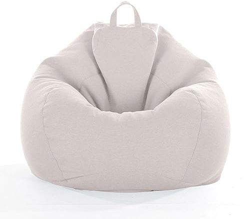 FANSU Copertura per Poltrona Sacco Puff Poltrona Senza Riempimento, Lino Tinta Unita Pouf Poltrona con Zip Poltrona a Sacco per Adulti e Bambini Interni, Casa, Soggiorno (XXL,Beige)