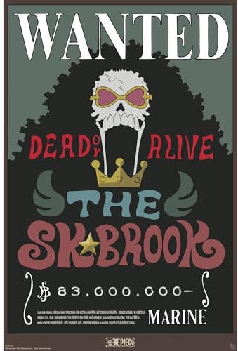 GB eye One Piece Wanted Brook 61 x 91,5 cm / 24,2 x 35,8 Zoll Maxi-Poster – Gerollt geliefert – Kunstposter – Wandposter – Poster & Drucke | One Piece Merchandising