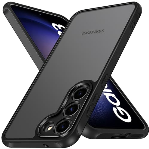ivoler Hülle für Samsung Galaxy S23 5G, [Vollständiger Kameraschutz] [Militärstandard] Stoßfest Handyhülle, Matt Durchscheinende Rückseite Anti-Fingerabdruck Schutzhülle Case (Schwarz)