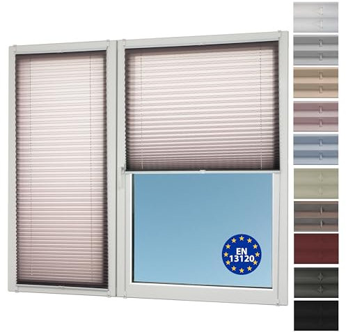 Sunlusso Klemmfix Plissee ohne Bohren Blickdicht (Silber-Grau, 80 x 140 cm) - lichtdurchlässig, ohne Verdunkelung - Fensterrollos, Klemmrollos, Rollos für Fenster ohne Bohren