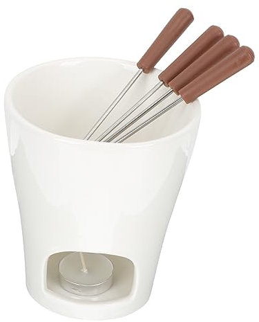 KICHOUSE Fondue Pot for Cheese Chocolate Ceramic Melting Furnace Ice Stain Resistant Bowl