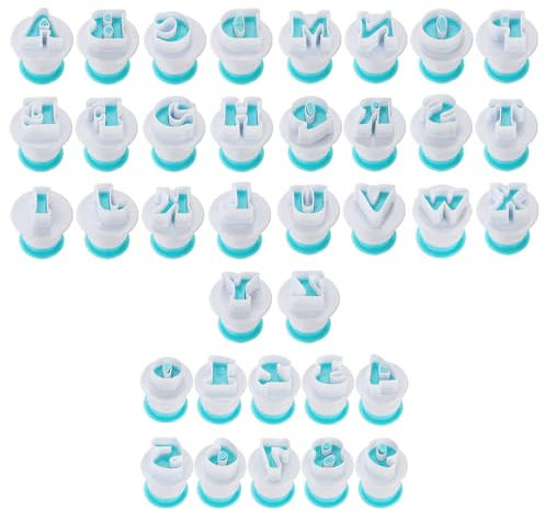 Alnicov 26 Pezzi Formine per Biscotti con Figure di Alfabeto e Numeri, Stampo per Goffratura di Biscotti, Formine per Decorare Torte, Formine per Lettere per Glassa (Blu)