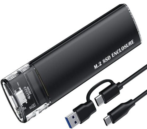 M.2 NVMe SATA SSD Enclosure, 10Gbps USB 3.1 GEN2 Support UASP Trim, Tool-Free NVMe SATA SSD to USB-C Adapter Case for 2242/2260/2280 (Black)
