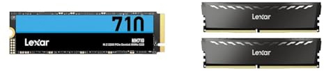Lexar NM710 SSD 1TB, M.2 2280 PCIe Gen4x4 NVMe SSD Interno, Fino a 5000MB/s in Lettura & THOR RAM DDR4 16GB Kit (8GB x 2) 3200 MHz, DRAM 288-Pin UDIMM PC Memoria