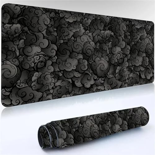 Aimaor Black Cloud Gaming Mouse Mat Large Mouse Pad -35.4 x 15.7 x 0.08 inch Non-Slip Rubber Base Mouse Pad Improved Precision and Speed Cool Desk Pad for Keyboard and Mouse