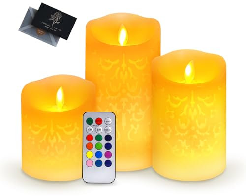 UCAMP LED Kerzen, Batteriebetrieben, 3 Stück Realistische Batteriebetriebene Kerzen mit Timer, Deko für Hochzeit, Party, Weihnachten, Advent