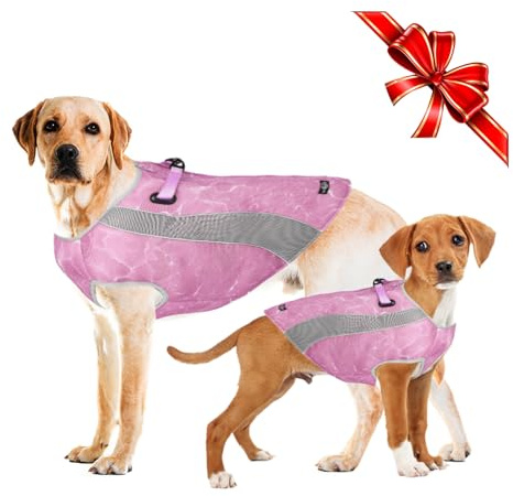 Invierno Verano Abrigo de Perro con Arnés D Hebilla y Cremallera Doble, el Desgaste del Tiempo Frío es una Chaqueta de Perro Caliente, el clima Caliente empapado como un Perro Chaleco de Refrigeración