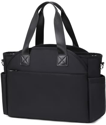 LORADI Wickeltasche, 12 Taschen, isolierte und wasserdichte Taschen, passend für 15,6 Zoll Laptop, Schwarz, Schwarz, Tote, Wickeltasche