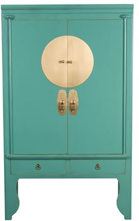 Fine Asianliving Chinesischer Hochzeitsschrank Blaue Lagune - Orientique Kollektion B100xT55xH175cm China Chinesischer Schrank Chinesischer Hochzeitsschrank Orientalische Möbel Asiatische