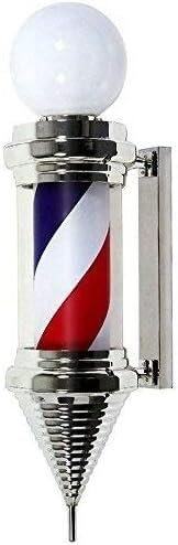 Poste de barbería Poste de barbería LED Poste de barbería con esfera LED Poste de barbería resistente al agua Letrero giratorio for tienda de peluquería Luz de rayas rojas, blancas y azules brillantes