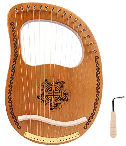 Nutriess Harfe, 16 Saiten, tragbar, klein, Mahagoni, Okoman-Holz, Musikinstrument für Anfänger, H P 16, ideal für Musikübungen und Auftritte