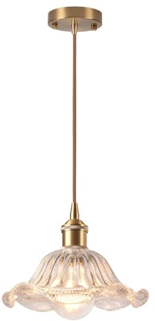 LIGKIN Suspension Luminaire Vintage Industrielle E27 Lustre à Fleurs Créatif Abat-jour en Verre Luminaire Plafonnier Déco pour Cuisine Salle à Manger Chambre