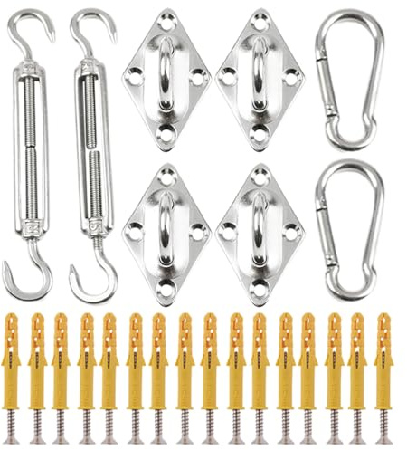 Shade Sail Hardware Kit - Stainless Steel Sail Attachment | Heavy Duty Sun Installation Accessory | Sail Mounting Kit for Square Triangle Shade