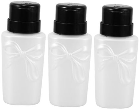 SHERCHPRY 3pcs Push down Dispenser Pump Bottle Leakproof Nail Polish Remover Travel Bottle Refillable Lock
