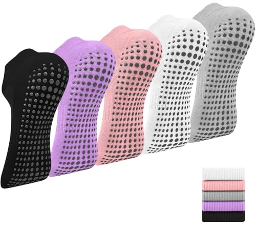 Oumida 3 par yogastrumpor antihalkstrumpor för damer, halkfria stödstrumpor för pilates, barre, balett, dans, trampolin, sjukhus, rehabilitering, hem EU 36-41, 36-41 EU