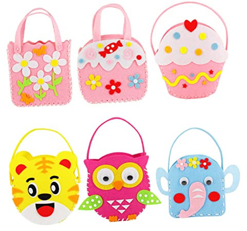 HOMOBABE 6satz Handtaschen Aus Nonwoven Bunte Cartoon Nähprojekte Für Kindergarten Und Zuhause Kreative Bastelmaterialien Für Inklusive Nähzubehör