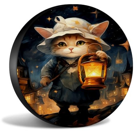 Reserveradabdeckung Katze Süß Personalisierte Reifenschutzhülle Premium Reifentasche Für Caravan SUV Fahrzeuge 16 inch