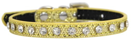 Whakano Katzenhalsband mit Strass,Verstellbares Haustier Halsband,PU Leder Katzenhalsbänder Hundehalsband,langlebige Halsbänder Geeignet für kleine Rassen,Hunde,Katzen,Welpen,Kätzchen,Gold,2x42cm