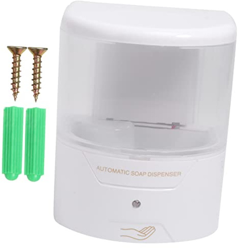 LABRIMP Dispensador Automático de Jabón de 600ml Abs Blanco de Pared Diseño Transparente Único sin Contacto para Baño y Hogar