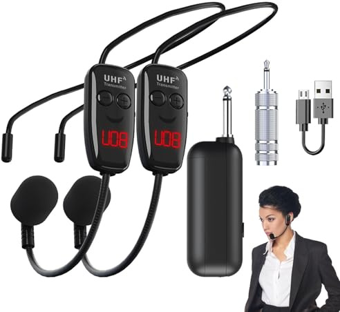 Microfono per fitness – microfoni wireless da palestra, microfono portatile ad archetto, di acquisizione vocale a prova di sudore, ricevitore trasmettitore audio ricaricabile, attrezzatura di