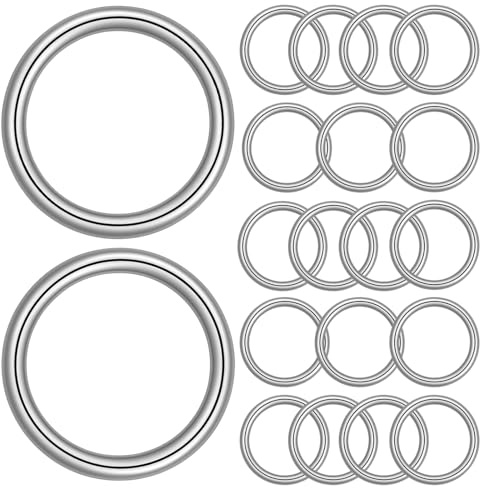20 Stück O Ring Edelstahl Rundring, O Ringe Metallringe für Bastel Schnallen Schwerlast Solide Geschweißte Metallringe für Hundehalsbänder Makramee DIY Handwerk, OD 26mm ID 20mm (Silber)