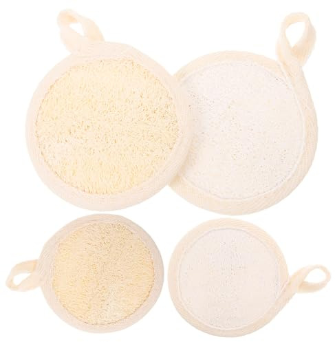 iplusmile 4 Stck Teiliges Gesichtspeeling aus Natürlichem Luffa Pad Sanfter Peelingschwamm für Frauen Weiche Gesichtsreinigung und Tiefenwirksame Hautschonender Gesichtsexfoliator