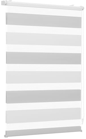 Sekey Doppelrollo Klemmfix ohne Bohren für Fenster, Zweifarbig Doppelrollo 90 cm breit, Duo Rollo Jalousie Sonnenschutz, 90x130cm, Weiß & Hellgrau