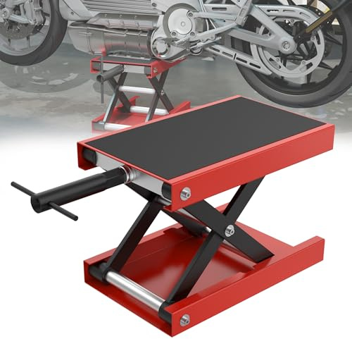YRHome Motorradhebebühne höhenverstellbar 9,5-34 cm Motorradheber Motorrad Heber Mittelständer Motorrad Hebebühne bis 550 Kg einfache Bedienung Rot Fahrradreparatur-Scherenheber Hubtisch für Garage