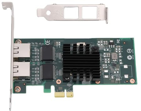 Zunate Tarjeta de Red de 1 GB, Puertos RJ45 Duales Adaptador PCI Express 2.0 X1 Gigabit Ethernet con Controlador 82576, 10 100 1000 Mbps para Servidor de Escritorio Wins Linux PCIe