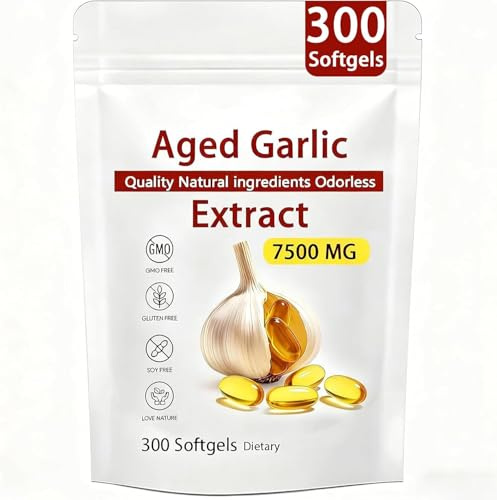 Extracto de ajo envejecido - 7500 mg Extracto de ajo orgánico, vegetariano, totalmente natural, sin OMG, 150/300 unidades. ,300pcs