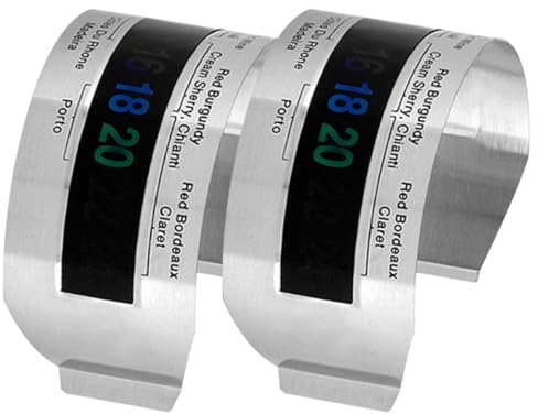 OATIPHO Termometro Digitale da Vino e Birra in Acciaio Inox 2 Pezzi Display Lcd, Braccialetto Termometro Istantaneo Compatto per Bottiglie di Diverse Dimensioni, per Uso Domestico