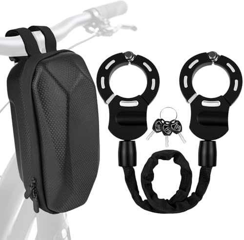 Dreamhigh® Serrure à Menottes pour Scooter ELectrique, Antivol à Chaîne de 6 mm D'épaisseur pour Scooter/VéLo, Protection Anti-Rayures en Tissu Oxford (Avec Sac de Rangement)
