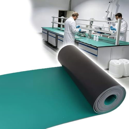 Vibeo Tappeto Gomma Antiscivolo Tappetino Antistatico per Scrivania/Banco da Lavoro, Tappetino per Saldatura ESD ad Alta Temperatura, Cuscinetto Isolante in Gomma Spesso 3 mm(1.6x3.9ft (0.5x1.2m))