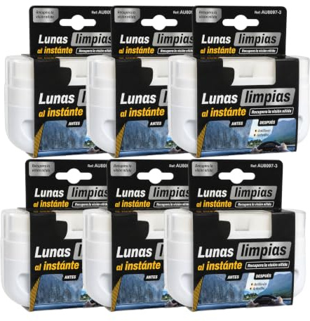 Limpiacristales Coche 100 ml con Cepillo, Antilluvia y Antivaho Pack 6
