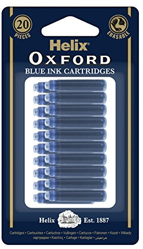 Helix Oxford Erasable Ink Cartridges - Blue (Pack of 20)