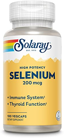Solaray Selenium, High Potency, Healthy Immune System, Thyroid Function & Antioxidant Support, 100 VegCaps