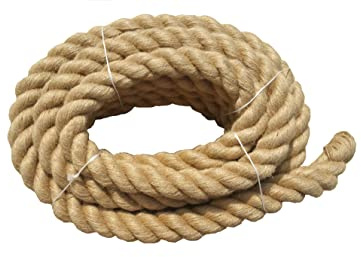 NiroSport Cuerda de cáñamo de 30 mm de diámetro 05 7 m de longitud cuerda de yute trenzada cuerda de yute gruesa como decoración cuerda para rascador cuerda de jardín con elemento de fijación