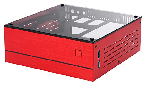 Goodisory A01 Aluminum Mini-ITX HTPC Desktop Computer Chassis (Red Tempered Glass)