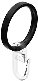 INTERDECO Gardinenstangen Gardinenringe, aus Metall, Schwarz, Flachringe mit Faltenhaken für Vorhangstangen 20 mm, Ringe in 33 x 27 mm, Typ 1120506, 10 Stück