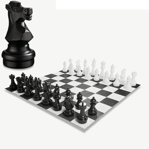 Ubergames Échecs de jardin - Énormes pièces d'échecs jusqu'à 30 cm, étanches et résistantes aux UV, jeu d'échecs pour 2 joueurs à partir de 12 ans