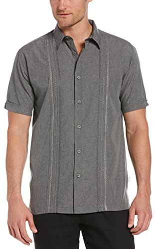 Cubavera Camisa Chambray Pintuck de Manga Corta con Botones para Hombre (Talla S-4X, Grande y Alto), Gris (Steeple Gray), X-Large