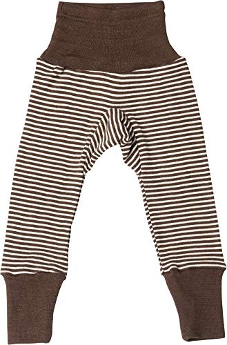 Cosilana Baby Hose lang mit Bund, 70% Wolle 30% Seide (Streifen Braun, 74/80)