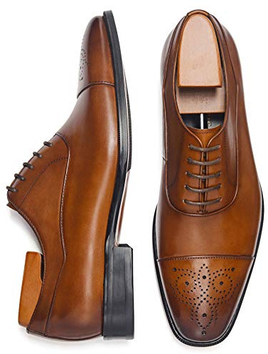 FRASOICUS Herrenschuhe, Leder, klassische Schnürschuhe, Oxford-Formal Schuhe für Herren, Braun, 42.5 EU