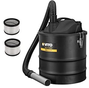 VITO - Aspirateur de cendres 1200W 18L + 2 Filtre HEPA Barbecues Poêles Jusqu'à 50°C Souffleur Auto nettoyage du filtre